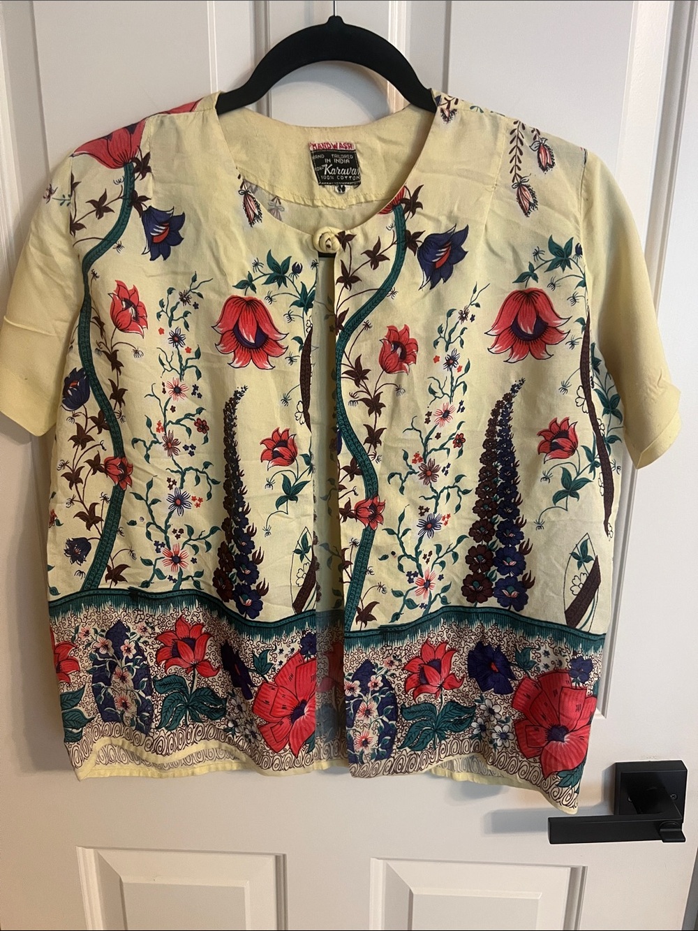 Karavan Yellow Floral Short-Sleeve Jacket Top